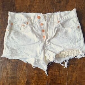 White Distressed Women Shorts